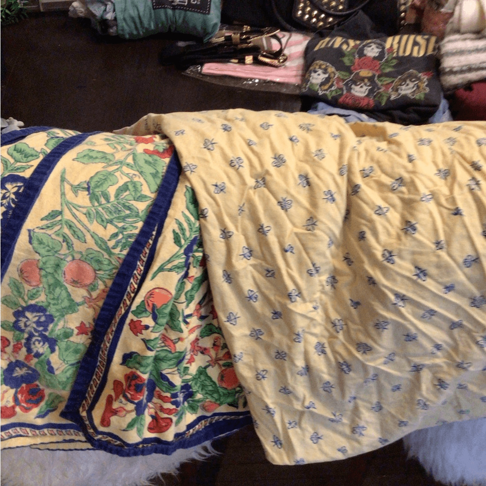 Vintage Williams Sonoma French Provence Yellow Floral Bedding/tablecloth